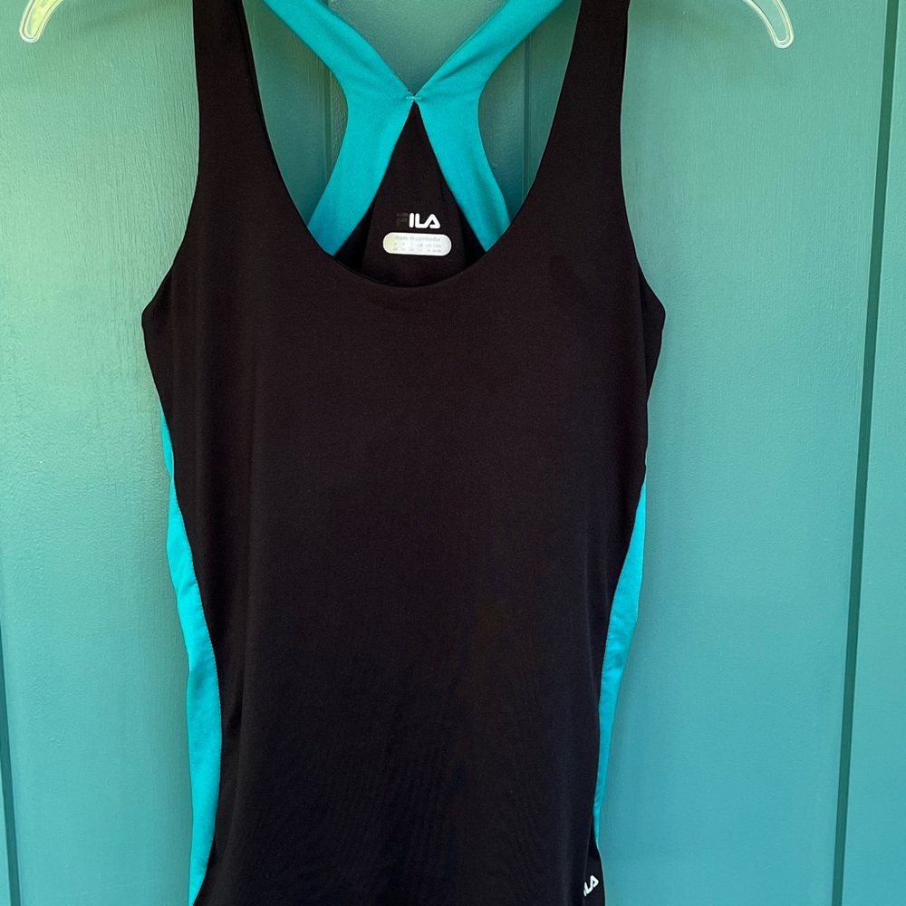 Fila Black and Teal Athletic Tank